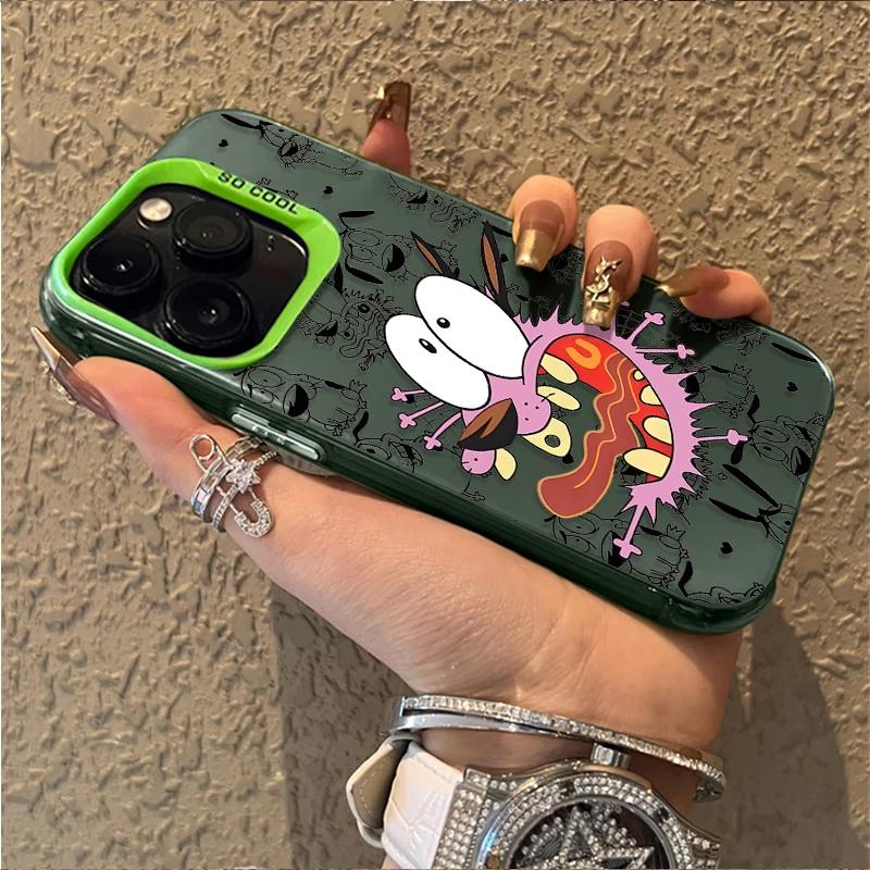Cartoon Courage the Cowardly Dog phone case suitable for iPhone 17, 16, 15, 14, 13, 12, 11 Pro Max, X, XSMAX, 8, 7 Plus, anti-drop frosted back cover, a gift for friends, family, and yourself.