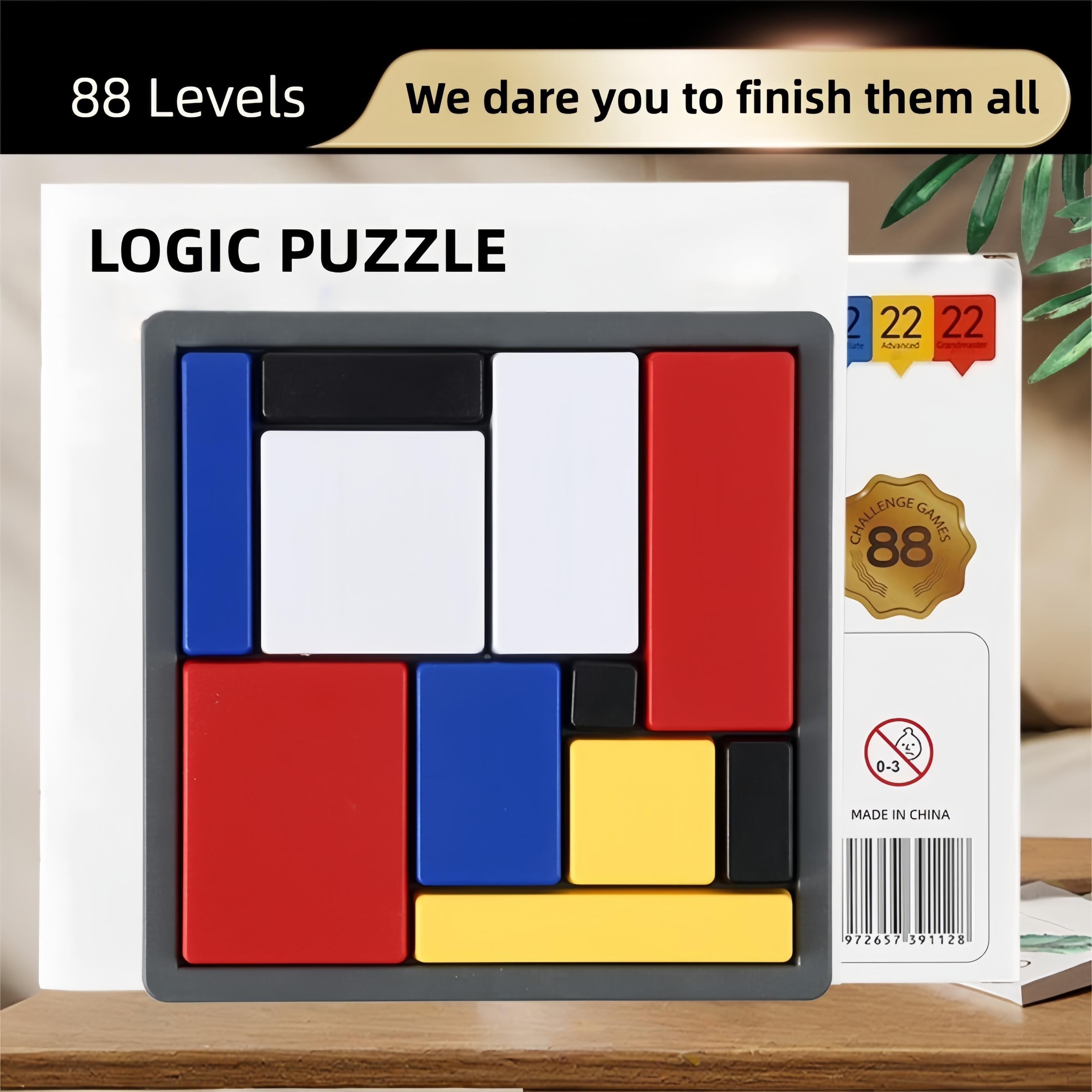 Logic Puzzle Brain Teaser Game for Kids & Adults, 88 Challenging Levels, Educational Logic Toy, Travel Games for Ages 7+ preschool montessori