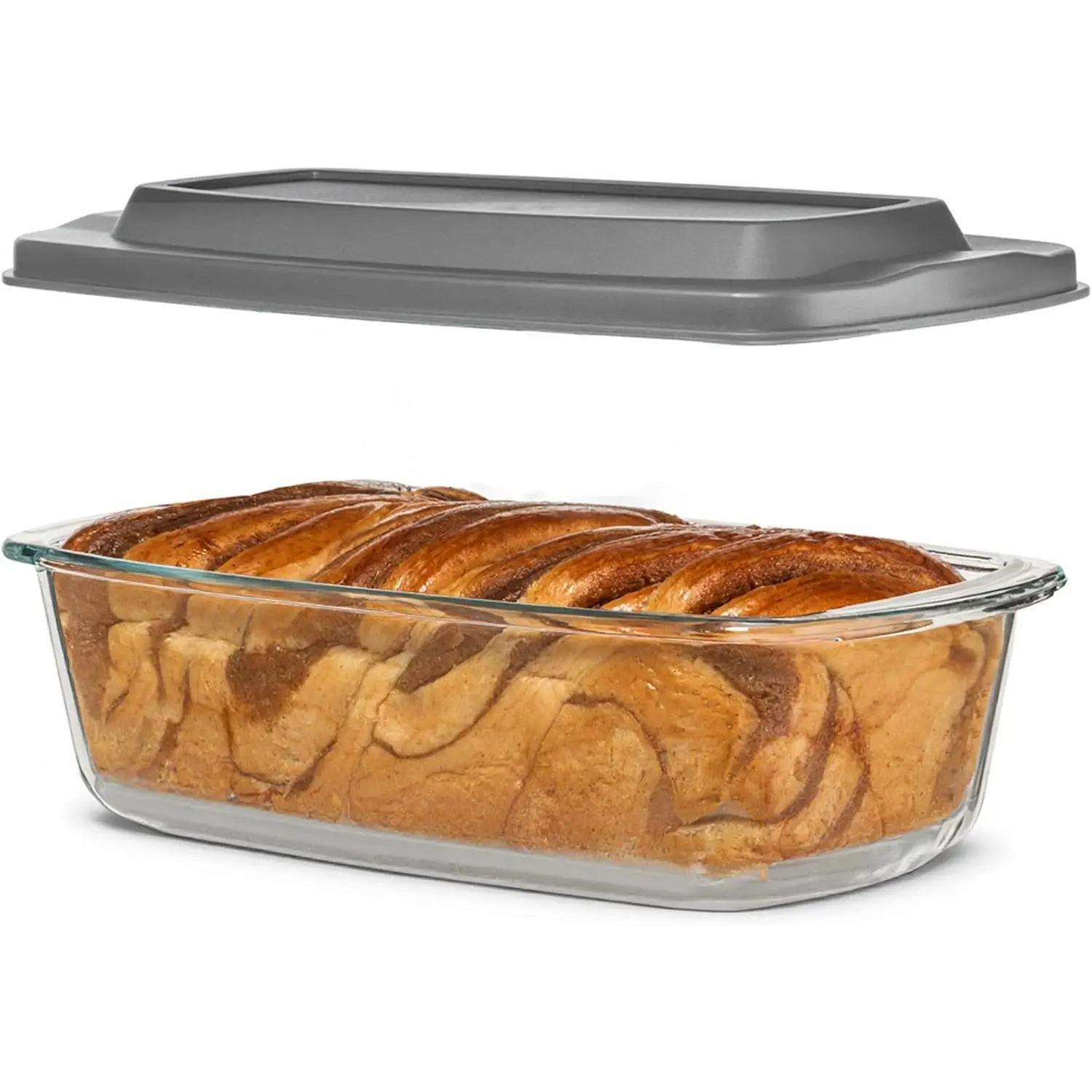 Large 7.6 Cups / 1800 Ml / 1.9 Qt Glass Loaf Pan with Lid for Baking | Glass Loaf Pans for Baking Bread & Meatloaf - Banana Bread Baking Pan with Airtight Lid & Grip Handles, , Oven Safe