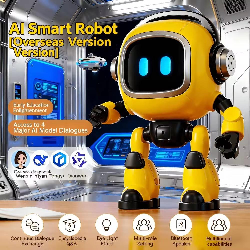 Kids AI Smart Talk Robot with DeepSeek LLM & Doubao AI, Voice Activated Desktop Educational Toy, Interactive Learning Story Telling Playmate, Best Easter Gift for Kids to Boost Curiosity, Imagination & Language Skills