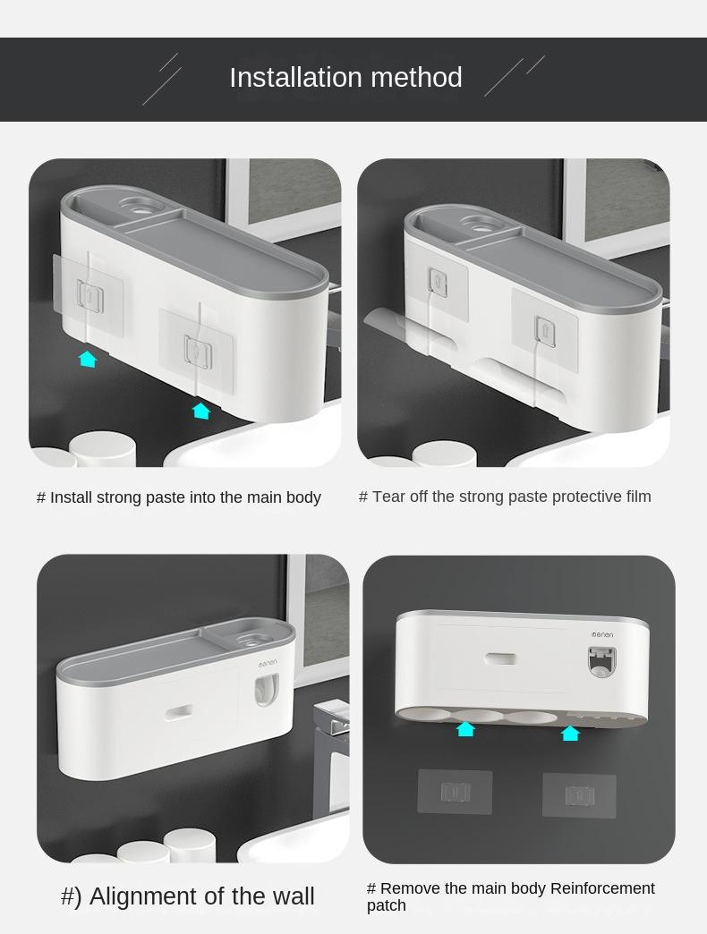 Creative toothbrush shelf, no punching, mouthwash, brushing cup, wall-mounted bathroom storage, automatic toothpaste squeezer toothbrush sterilizer