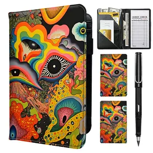 Server Book for Waitress with Everlasting Pencil, Money Pocket Leather Wallet Booklet, Guest Check Receipt Holder Presenters, Waiter Accessories Fit Server Apron