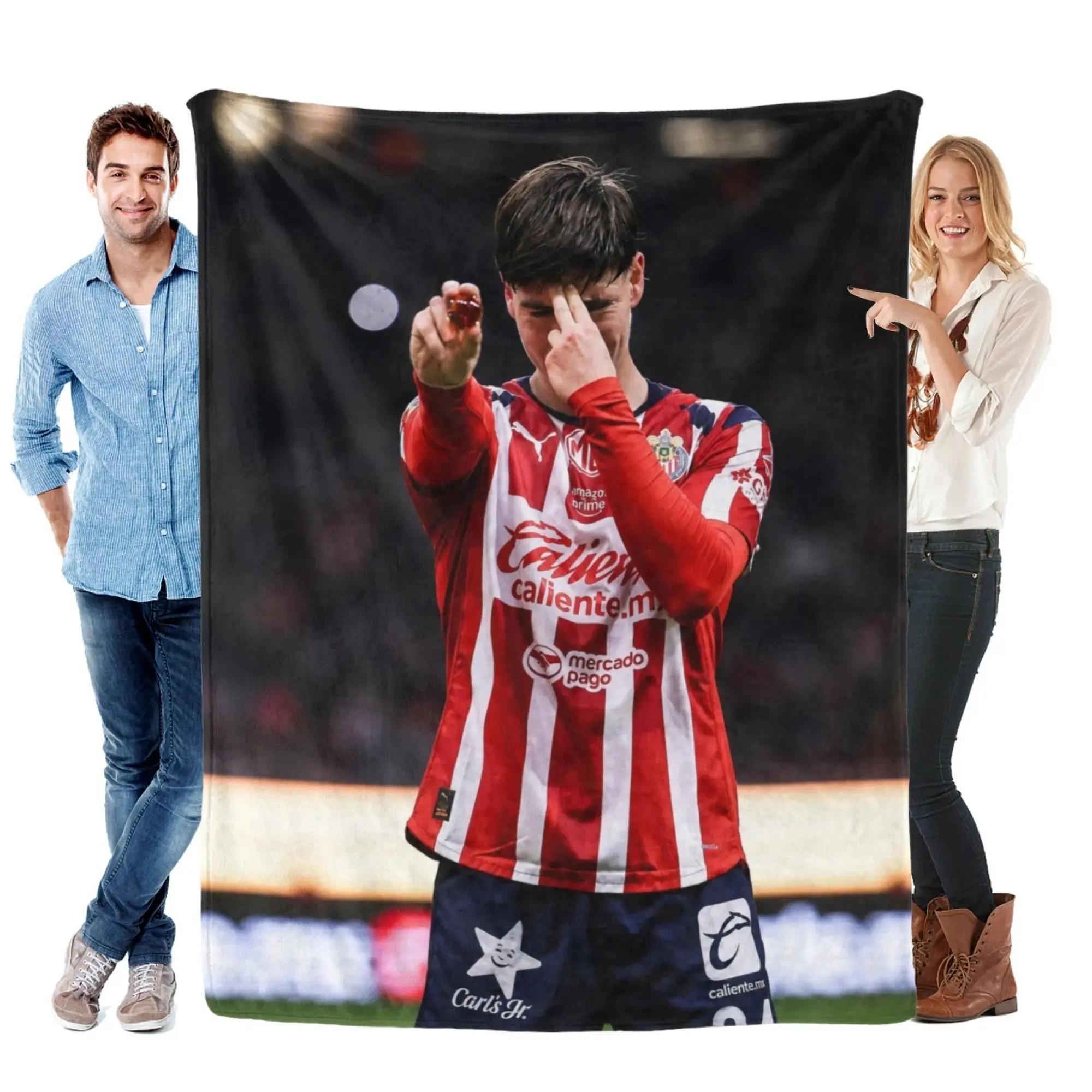 Armando Gonzalez Portrait Flannel Throw Blanket, Soft Warm Cozy Plush Multi-Purpose Blankets for Bed Sofa Dorm Travel Movie Night, Vibrant Color Mexico Football Fan Character Art Blanket, Unique Bedroom Decor Man Woman Christmas Birthday Gift
