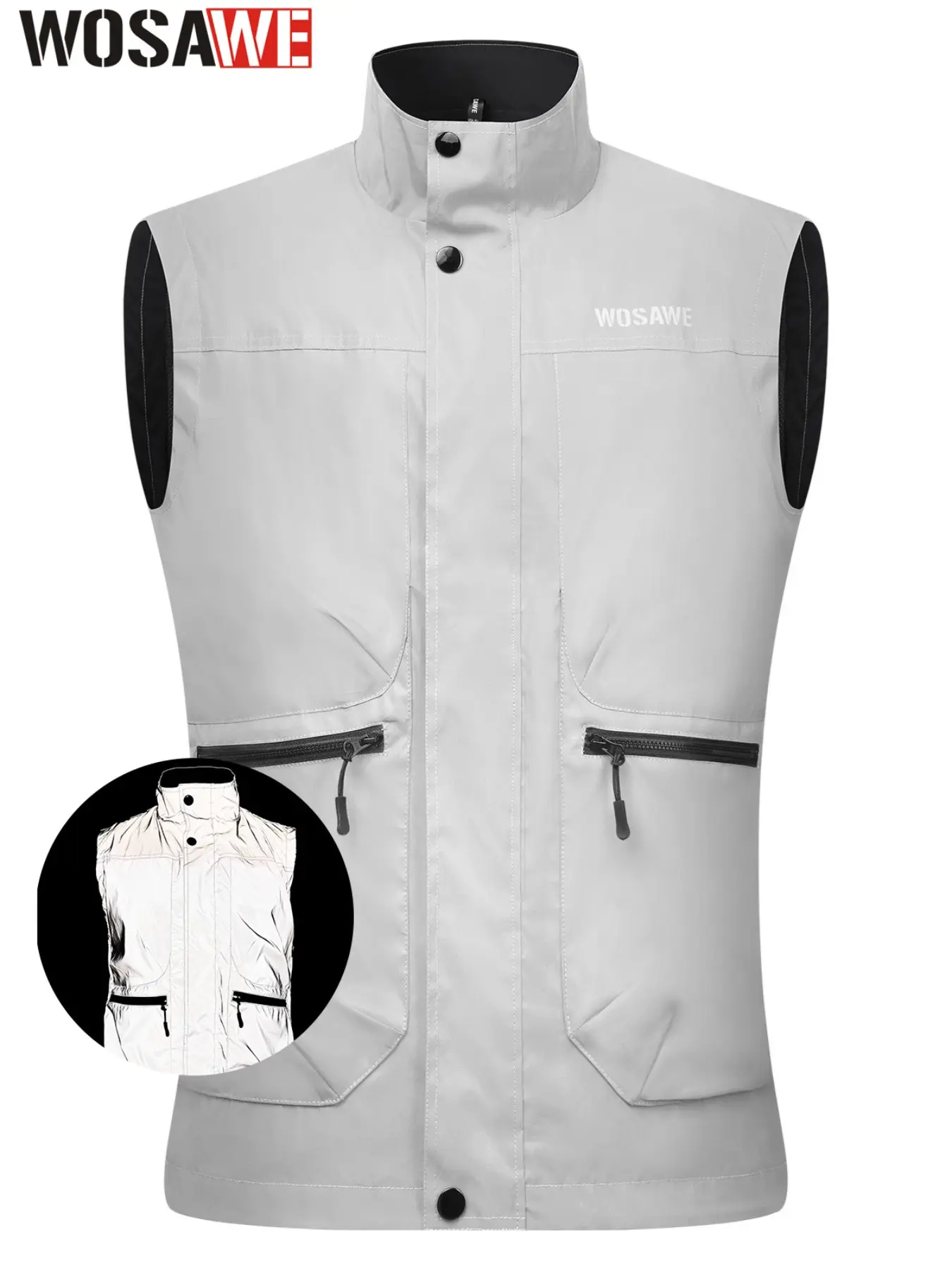 WOSAWE Reflective Windproof Cycling Jacket Breathable All Season Unisex Coat for Motorcycle Running Outdoor Sports