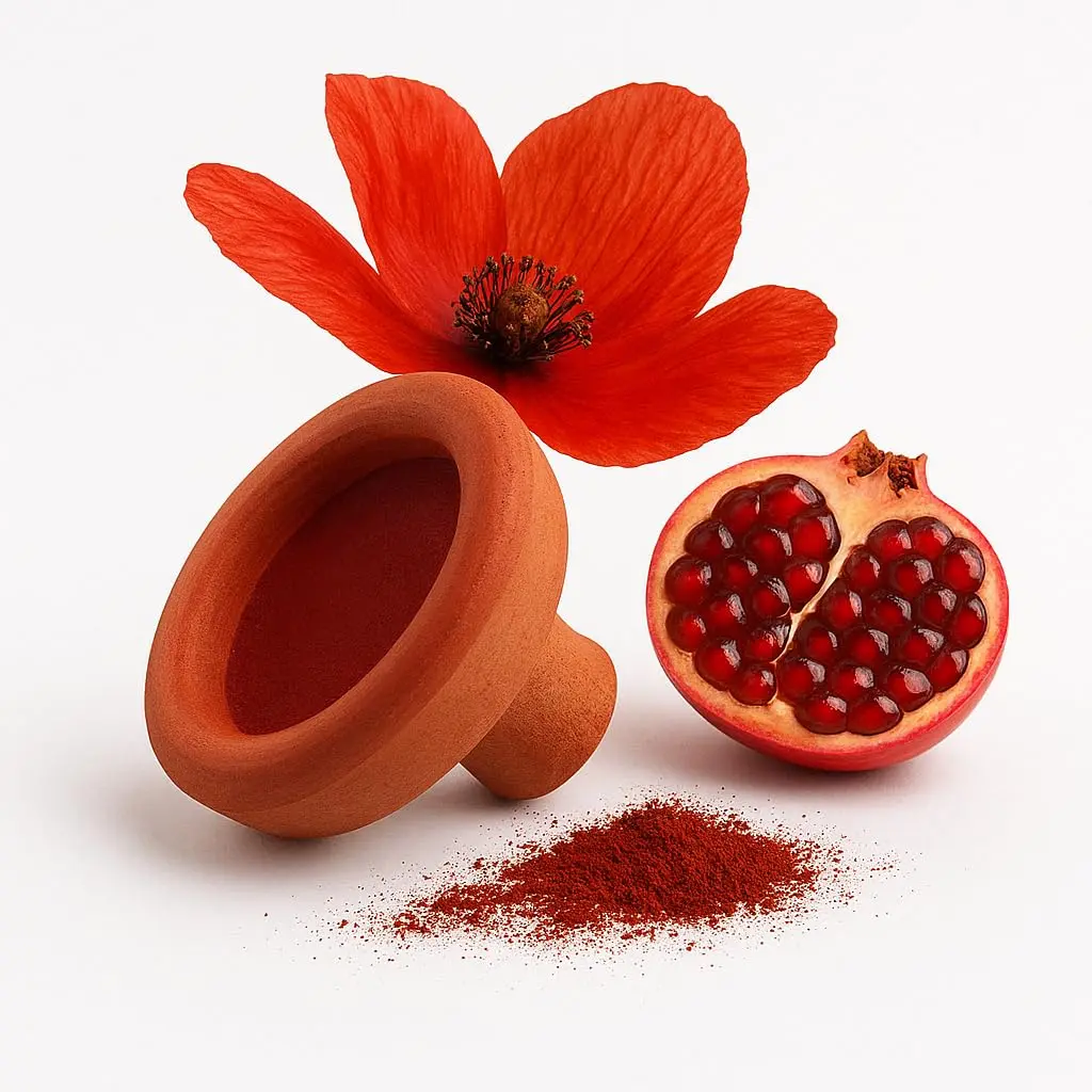Certified Organic Pomegranate Moroccan Clay Pot Lip Stain - Chemical-Free Natural Formula Lipstick, All Skin Types, Buildable Long-Lasting Red Tint for Lips & Cheeks, Pot Pack