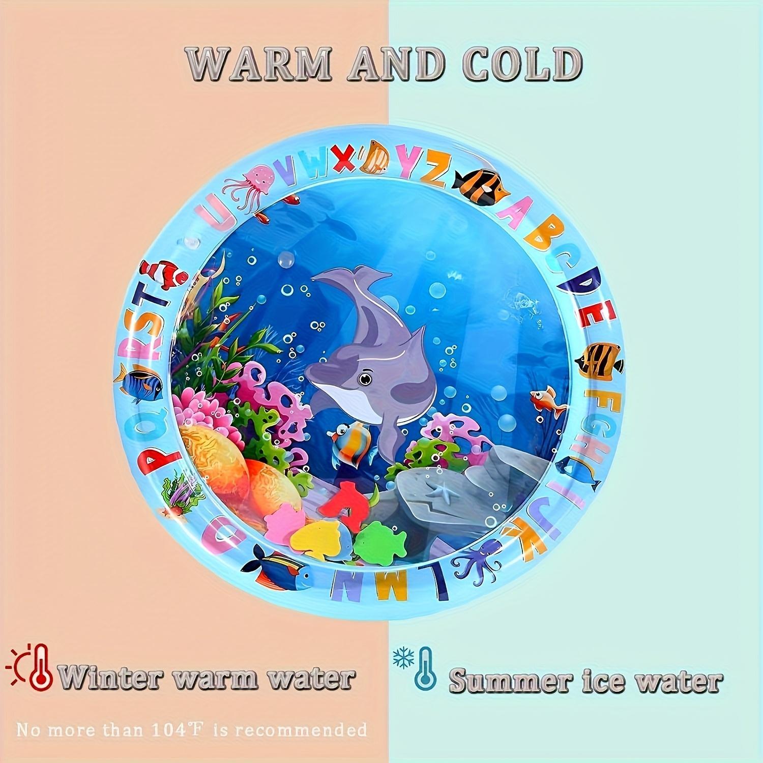 Inflatable Baby Water Game Pad, Dolphin & Coral Reef Design Inflatable Baby Water Play Mat for Summer, Durable Indoor/Outdoor Toy Pad, Tummy Time Mat, Nursery Development Mat