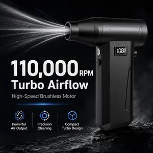 110000RPM Electric Air Duster, Cordless Compressed Air Blower with Brushless Motor, Adjustable Speed, LED Light, Type-C Rechargeable Keyboard Cleaner for PC, Car, Home, Handheld Air Duster, High Speed Blower
