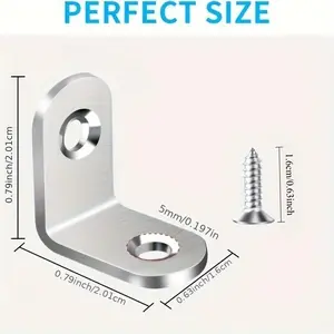 Heavy Duty 90 Pieces Set: Durable L-Shape Brackets (30) and Wood Cabinet Screws (60) for Shelves, Wooden Furniture, Cabinets, and Drawers