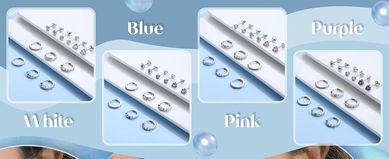 FUNRUN Earrings for Women - Hypoallergenic  Earrings - Cubic Zirconia Earrings Studs Hoop Set for Sensitive Ears