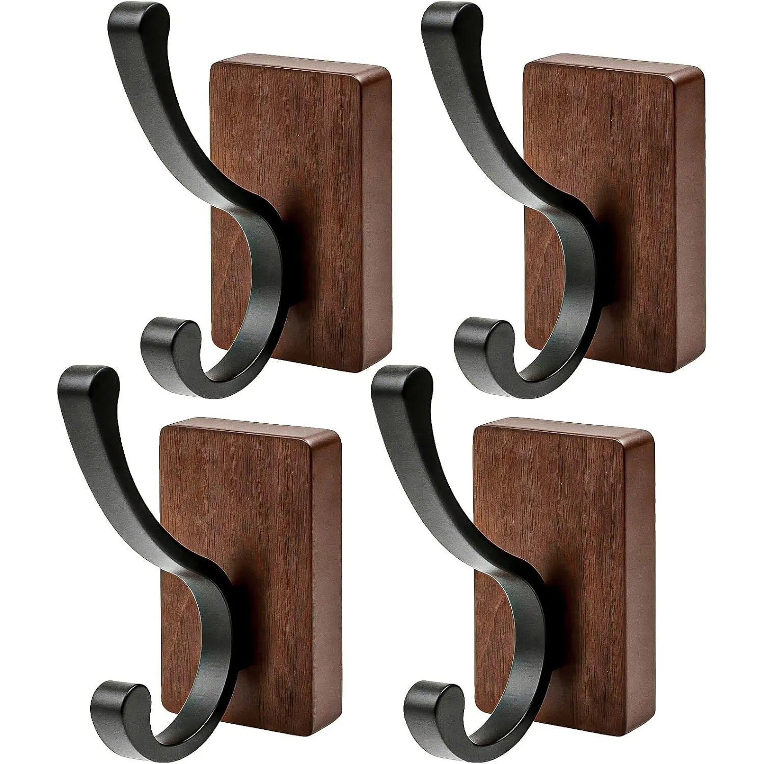 Wooden Wall Coat Hooks, 4 Pack Coats, Towels,  Country-Style Heavy-Duty Towel Hook,Wall-Mounted Hooks, Hooks Suitable for Bedroom, Entrance, Bathroom, Doorway,Hooks Wall Mounted