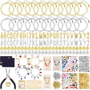 769 count Paperclip Charm Bracelet Kit, Including Paperclip Chain Bracelets, Charms, Jump Rings,  Bags, Pliers for DIY Bracelet Making  Christmas