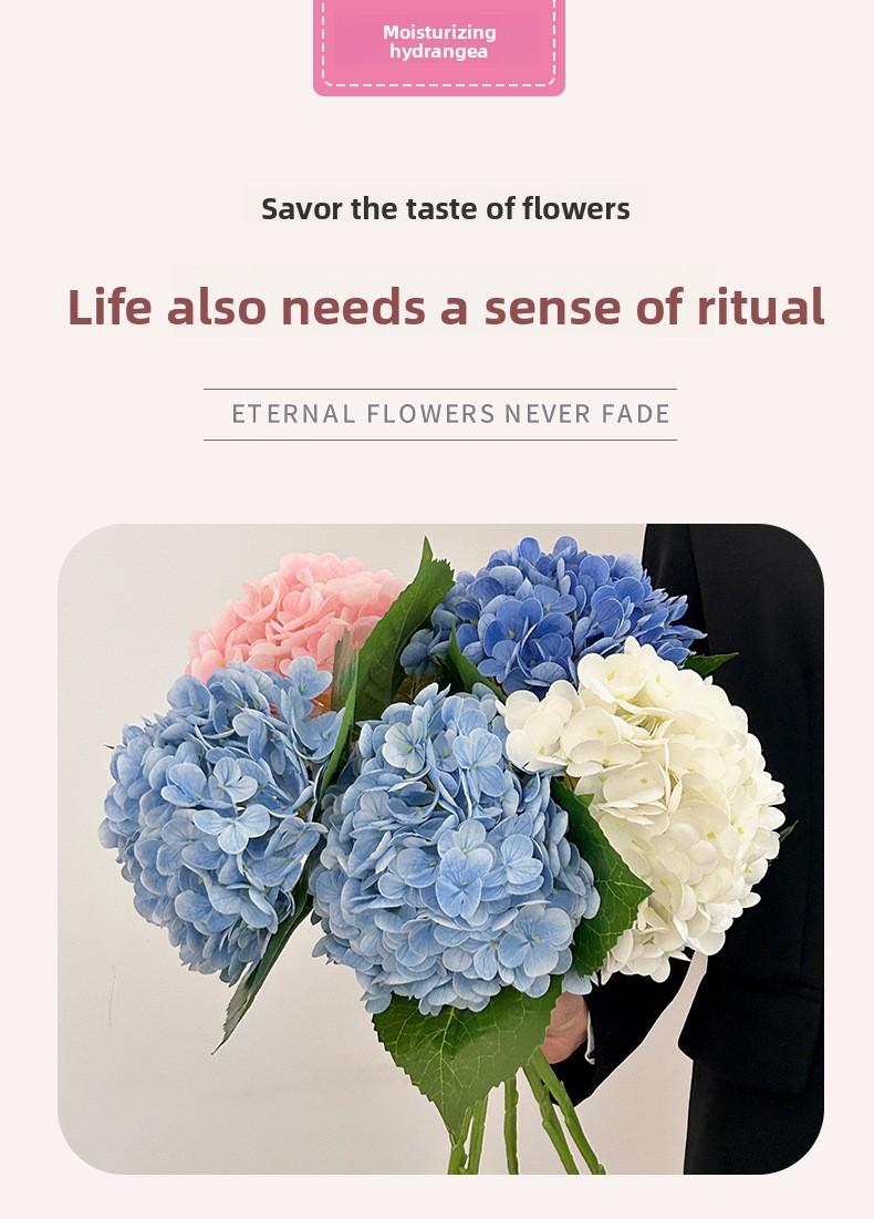 3D Moist Feeling Big Hydrangea Artificial Flower 176 Pieces Hotel Decorative Floral Wedding Decoration Fake Flower Film Hydrangea