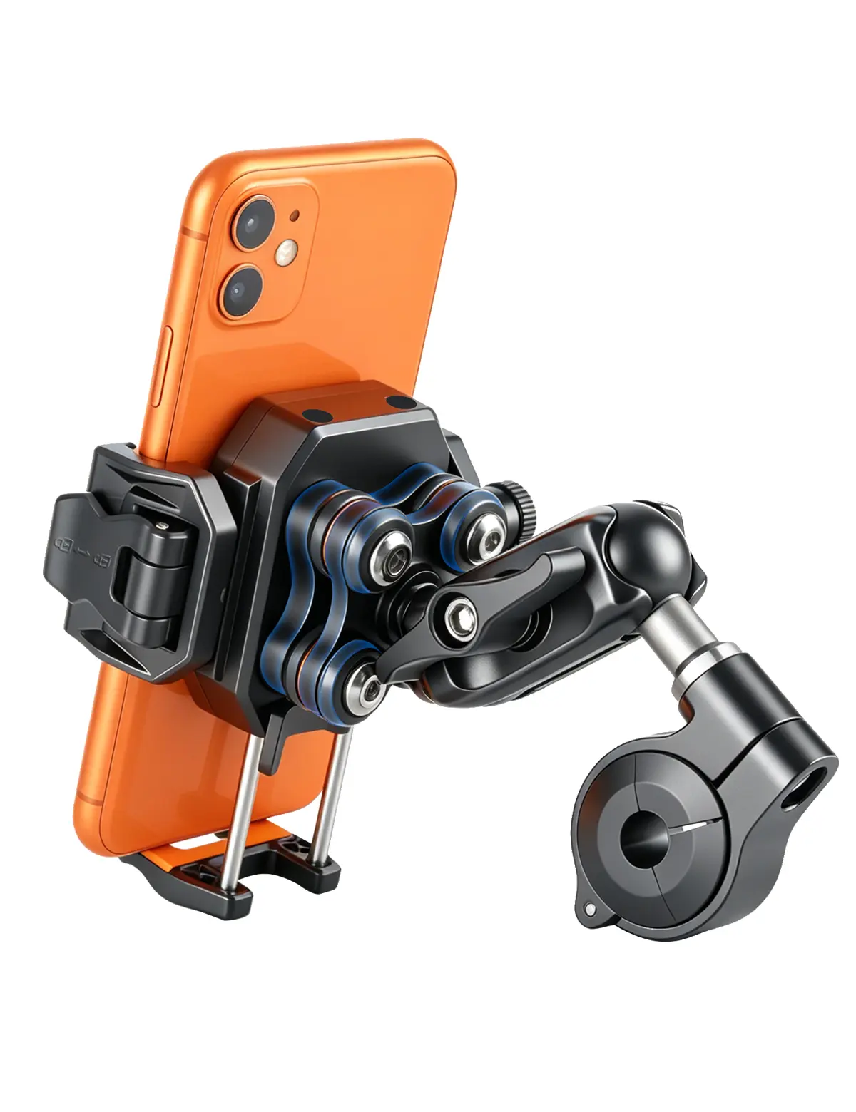 Motorcycle Phone Mount Holder with Vibration Dampener [Metal Extension Arm] Anti-Shake Handlebar Cellphone Cradle for Bike Bicycle Scooter ATV, Adjustable Fit 5.4-7.2" Phones