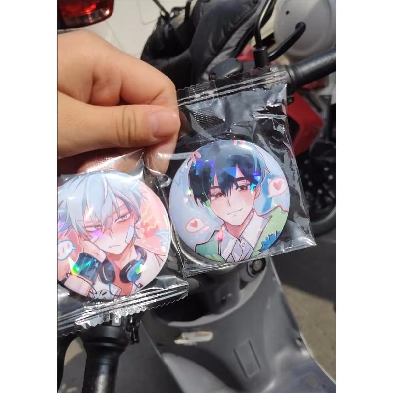 2Pcs Anime Button Brooch Pins Shy Couple Alien Stage Ivan Till Cartoon Badge for Backpack Jewelry Accessories Handmade Gifts