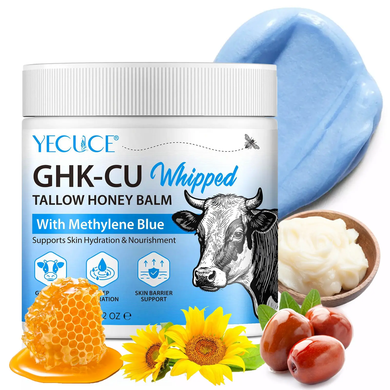Yecuce Copper Peptide Butter Cream 120g, Moisturizing Skincare Product, Rich Texture, Ideal for Dry Skin, Long-Lasting Hydration