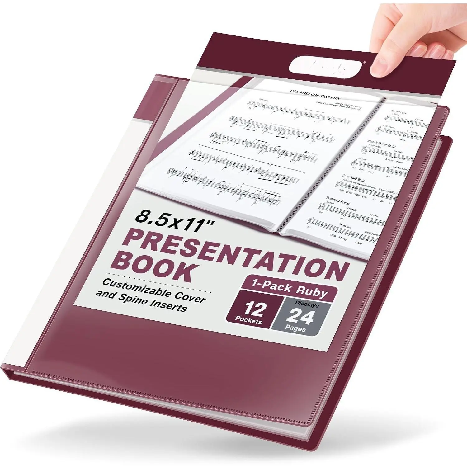 12-Pocket Presentation Binder 8.5x11, 24-Page Portfolio,  | 12-pocket presentation binder displays 24 viewable pages for documents, , projects, and photos.