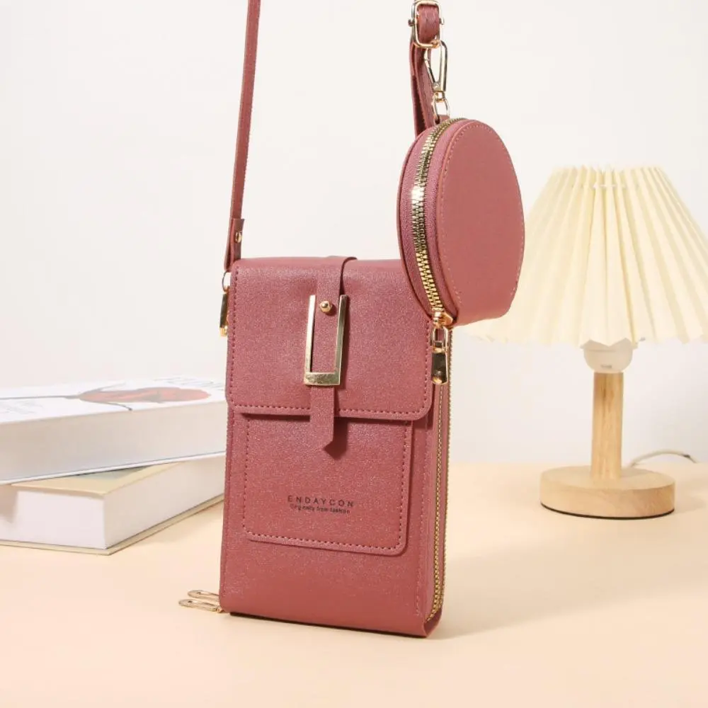 2 Pack Vertical Clear Touch Screen Crossbody Phone Bag, Textured PU Mini Shoulder Purse with Card Slots & Coin Pocket, Adjustable Strap for Women Daily Travel Gift
