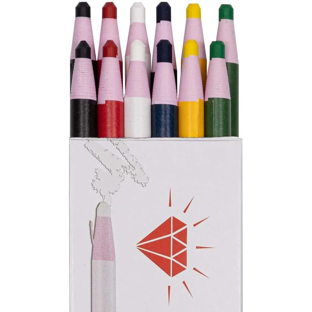 Markers  Pencils – 12-Pack Multi-Surface Wax Markers for Glass, Metal, Plastic – Non-Sharpening Peel Off  Marker (Mix 12p)