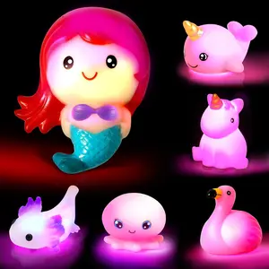 6 PCS Mermaid Light Up Bath Toys for Kids Ages 4-8, No Hole Glow Bath Toys for Kids, Baby Toddler Bath-Time, Bathtub Toys Gifts for Kids Girls Boys, Ideal for Shower, Bathtub, Poolfidget toys