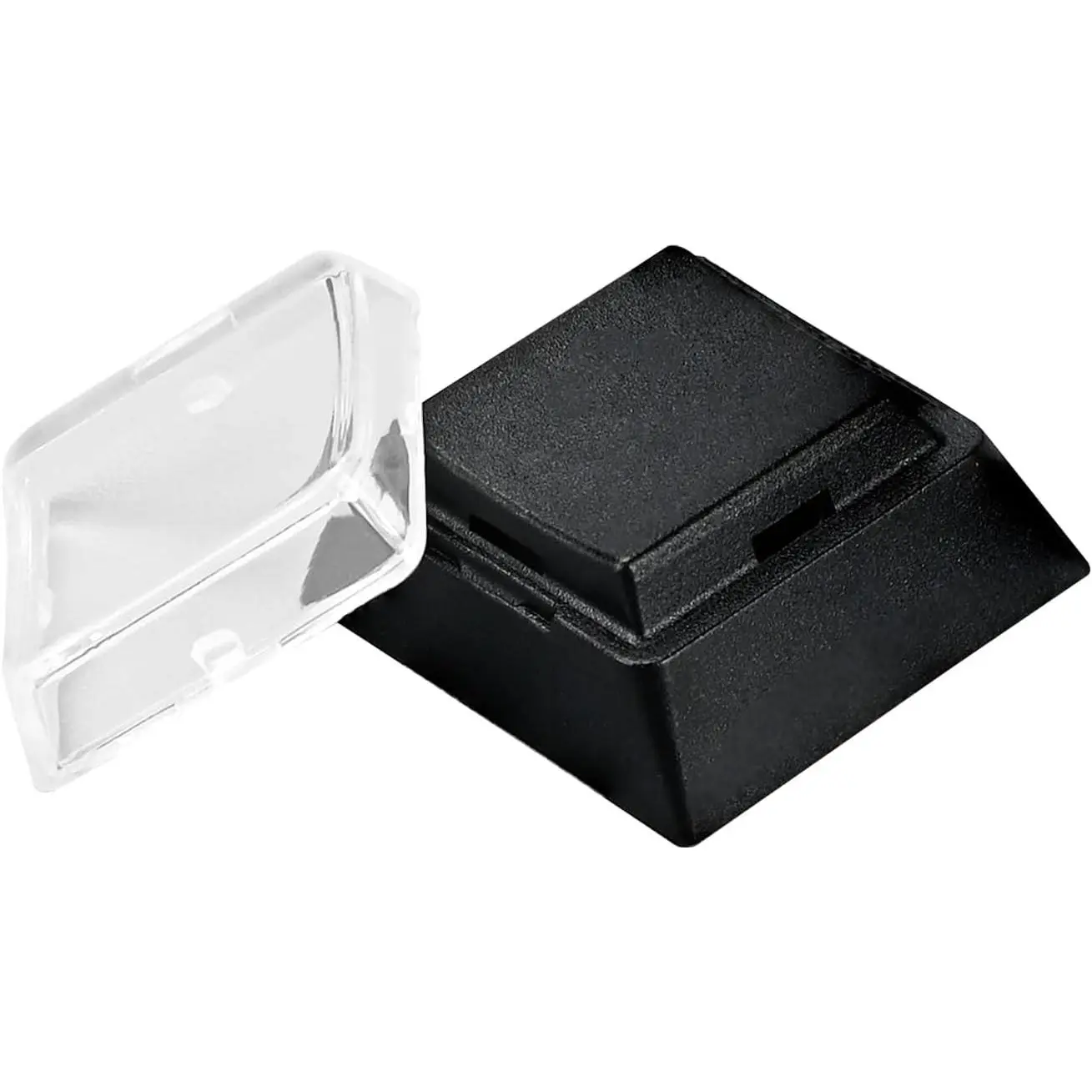 12Pcs Black Base Double-Layer Keycaps with Translucent Synthetic Cover Cap, Removable Top for DIY Labels & Sticker Swap, Compatible with Cherry MX Switches