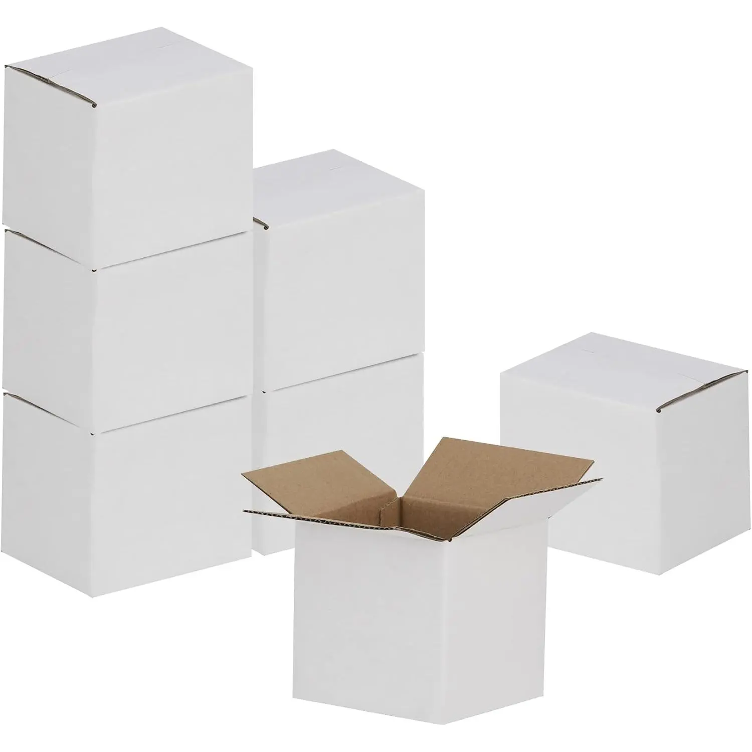 4x4x4 inches Shipping Boxes 50 Pack,  Corrugated Small Cardboard Boxes for Mailing Packing, White
