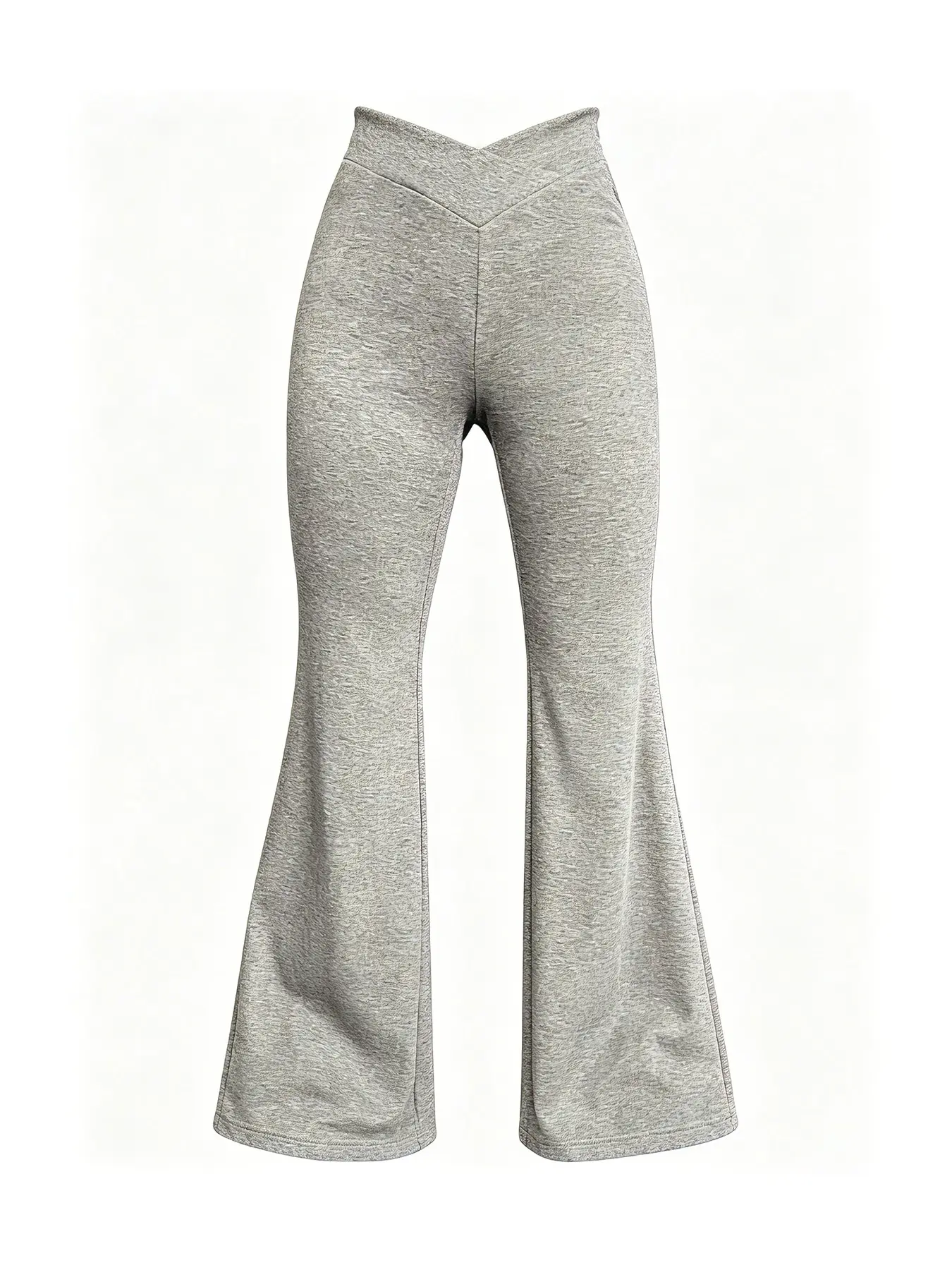 Women's Sporty Cross-Lace Waist High-Waisted Micro Flare Long Pants Outdoor Running Golf Tennis Cycling Hiking Gym Training Knit Athletic Pants
