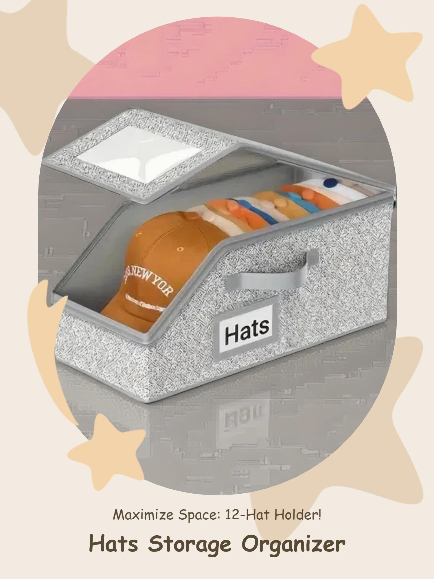 Transparent Window Baseball Cap Storage Box, Holds Up to 12 Hats, Dustproof Multi-Layer Rack, Space-Saving Organizer for Home Closet Door, Clear Storage Box