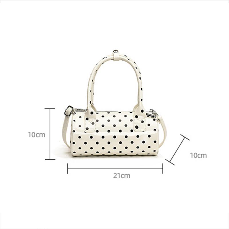 Crossbody Bag for Women Barrel Shape Mini Top Handle Purse PU Leather Polka Dot Cute Handbag Adjustable Strap Daily Use