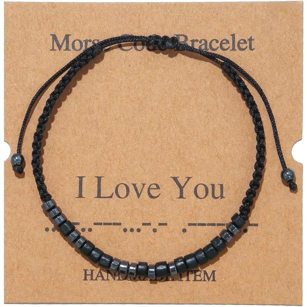 Morse Code Bracelet for Men & Women, Adjustable String, Inspirational