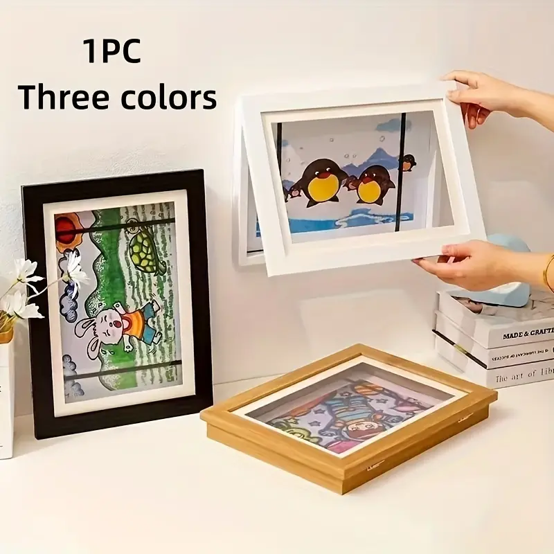 Customizable Text Magnetic A4 Art Display Frame - Front-Opening, Foldable Design, Suitable for Drawings And Photos - Multifunctional Wall Decoration, Cartoon Theme, Ideal for Home And Office, Cartoon Wall Art