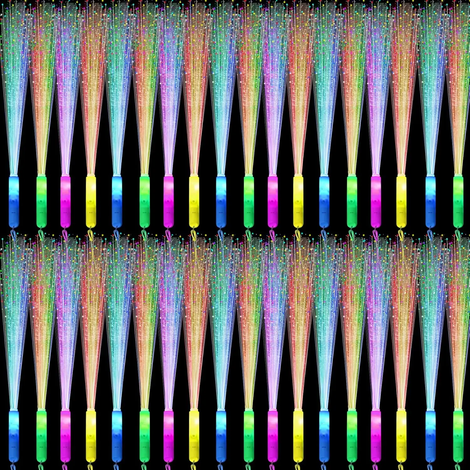 15 Pack LED Fiber Optic Wands,Glow Wands,LED Light Up Wands with 3 Flashing Models,Glow Wands Sticks for Halloween,Christmas,July 4th,Wedding,Birthday,Concert Club Favors