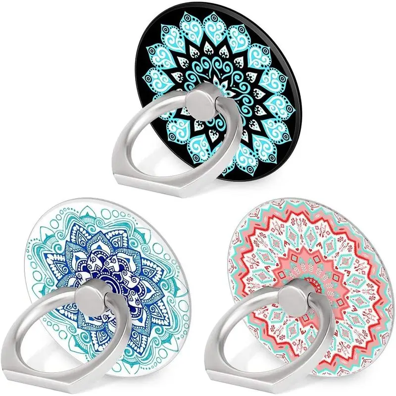 Phone Ring Stand Holder,3-Pack 360 Degree Rotation Mandala |   Universal Finger Ring Stand Compatible with Smartphones and Tablets