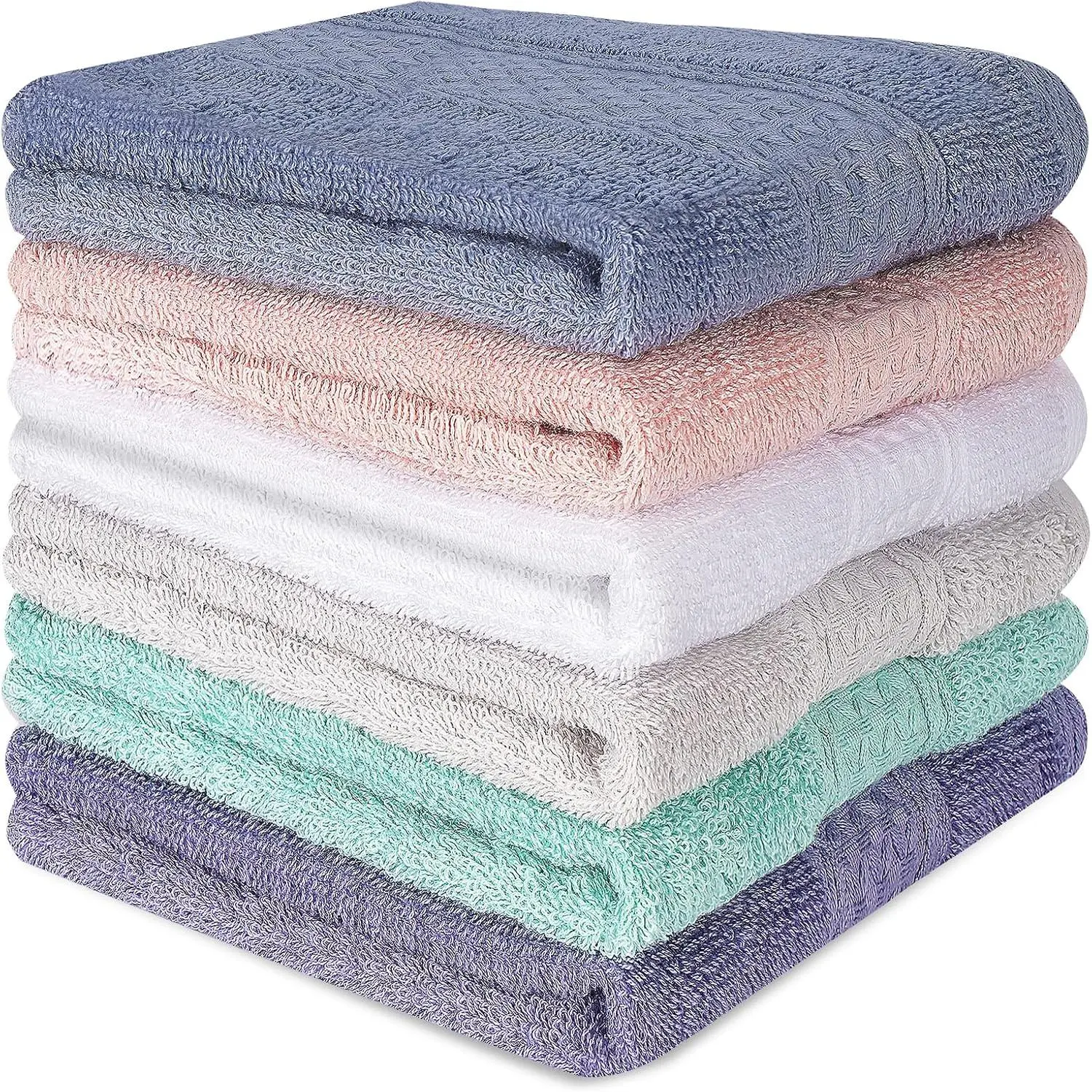6 Pack   Wash Cloth, 13x13 Inch Highly Absorbent and Soft Feel Fingertip Towels, Machine Washable Washcloths for Bathroom, Gym, Hotel,  and Kitchen, 6 Colors