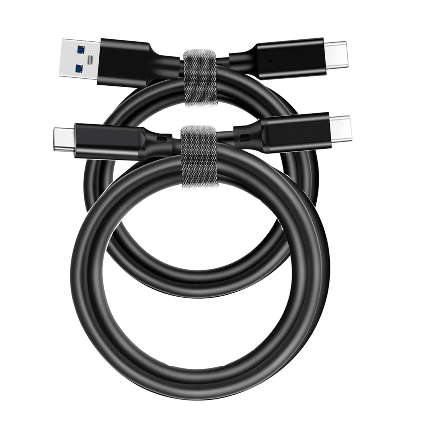 3FT 10Gbps Data Sync  - USB C to USB A & C 3.2 Gen 2 for T7/5 Portable SSD, ,  15/15 Plus/15 Pro Max, Galaxy S21/S20 - Two Pack