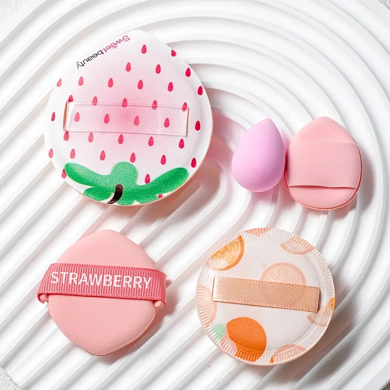5 makeup tool set,1 large flower sugar puff,1 round flower sugar puff,1 air puff,1 finger puff,1 Mini makeup puff, Mixed beauty sponge for foundation, concealer, dry and wet available for all skin types, female makeup tool set, Cosmetic Tools