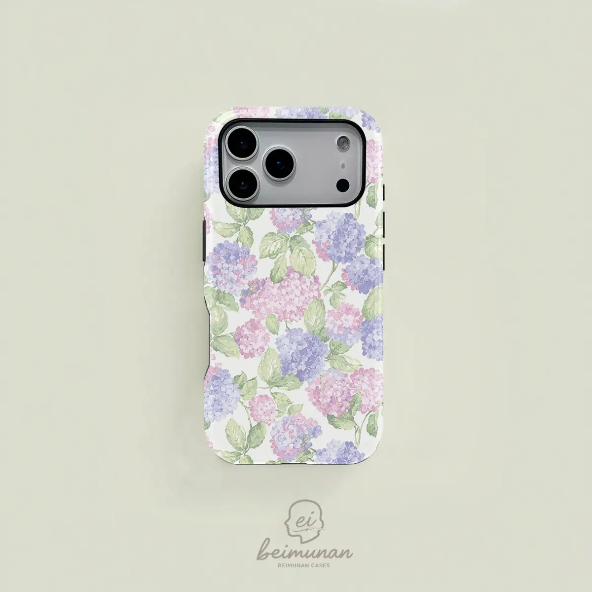 This refreshing hydrangea leaf pattern in a pink and purple watercolor style makes this durable 2-in-1 protective case compatible with MagSafe. It works with iPhone 17/16/15/14/13/12/11 Pro Max/Plus/Pro, and features a simple yet stylish design.