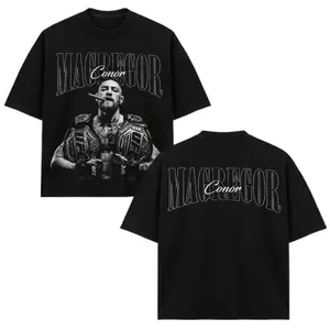 Graphic T-Shirt  Cotton Conor McGregor Vintage Graphic T-Shirt Double-Sided MMA Fighter Tee UFC Inspired Combat Sports Streetwear Shirt Retro Fight Night Graphic Top Unisex MMA Fan Apparel Gift for UFC Fans McGregor Supporters Camiseta Casual Verano USA