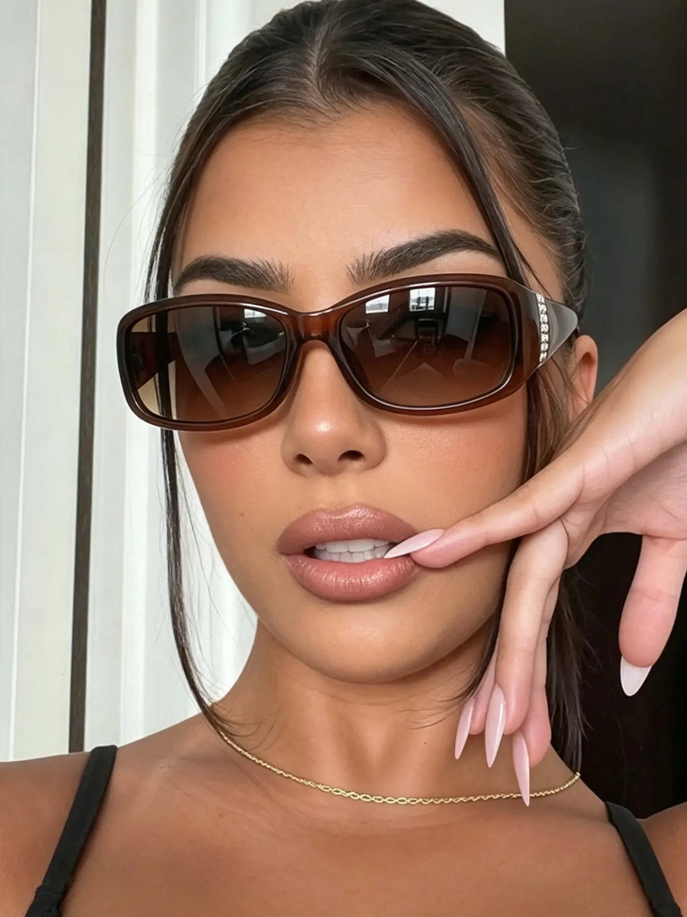 Y2K Retro Rectangular Sunglasses, Vintage Tortoiseshell Frame, Uv400 Protection, Women's Fashion, All-Season Wear, Casual Style, Uv Protective Sunglasses