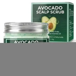 Avocado Oil Infused Scalp Scrub, Deep Cleansing Exfoliating Scalp Care for Dry, Flaky & Easily Irritated Scalp, Natural Exfoliant with Pumice, Aloe Vera & Peppermint, Vegan Friendly Formula, 5.29 oz