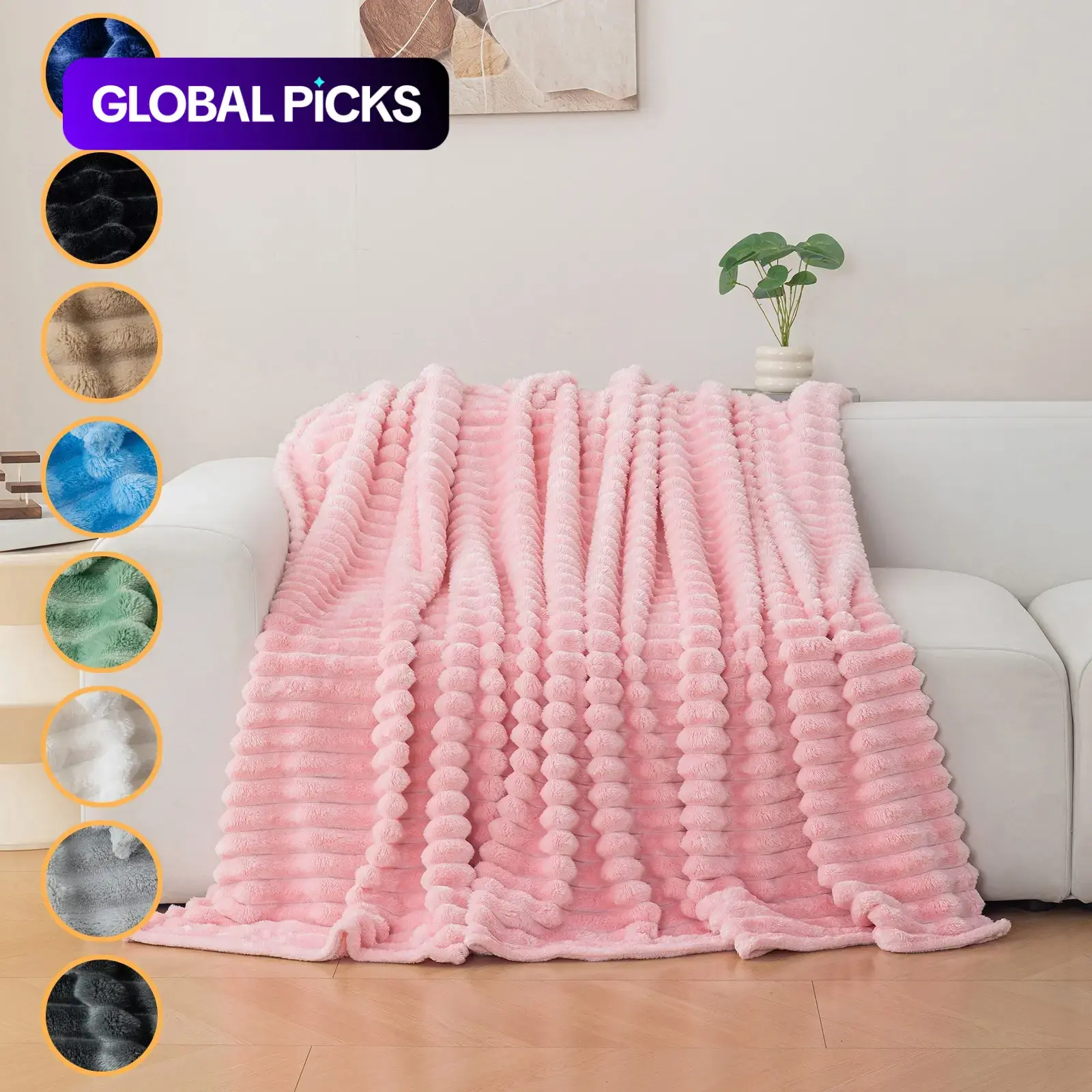 1 Piece Minimalist Striped Flannel Blanket, Soft Fluffy Blanket, Fuzzy Soft Blanket, Soft Warm Blanket, Suitable for Bed, Sofa, Office Napping and Camping, Home Decor Blankets, Multi-Color Optional, Christmas Gift #GLOBAL PICKS