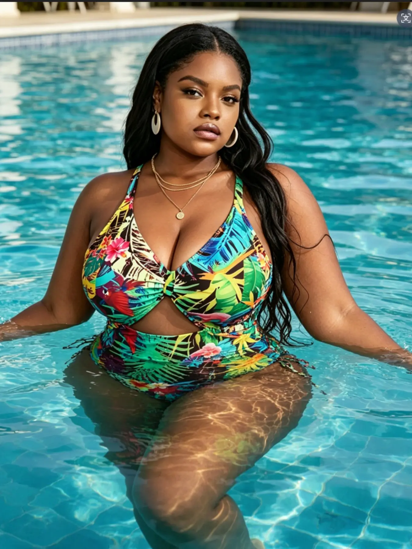 New European Style Plus Size Women's Colorblock Print Cutout Cross Back Tie Summer Swimwear Swimsuit, Sexy Backless Slim Fit One-Piece Swimsuit for Beach Pool Vacation