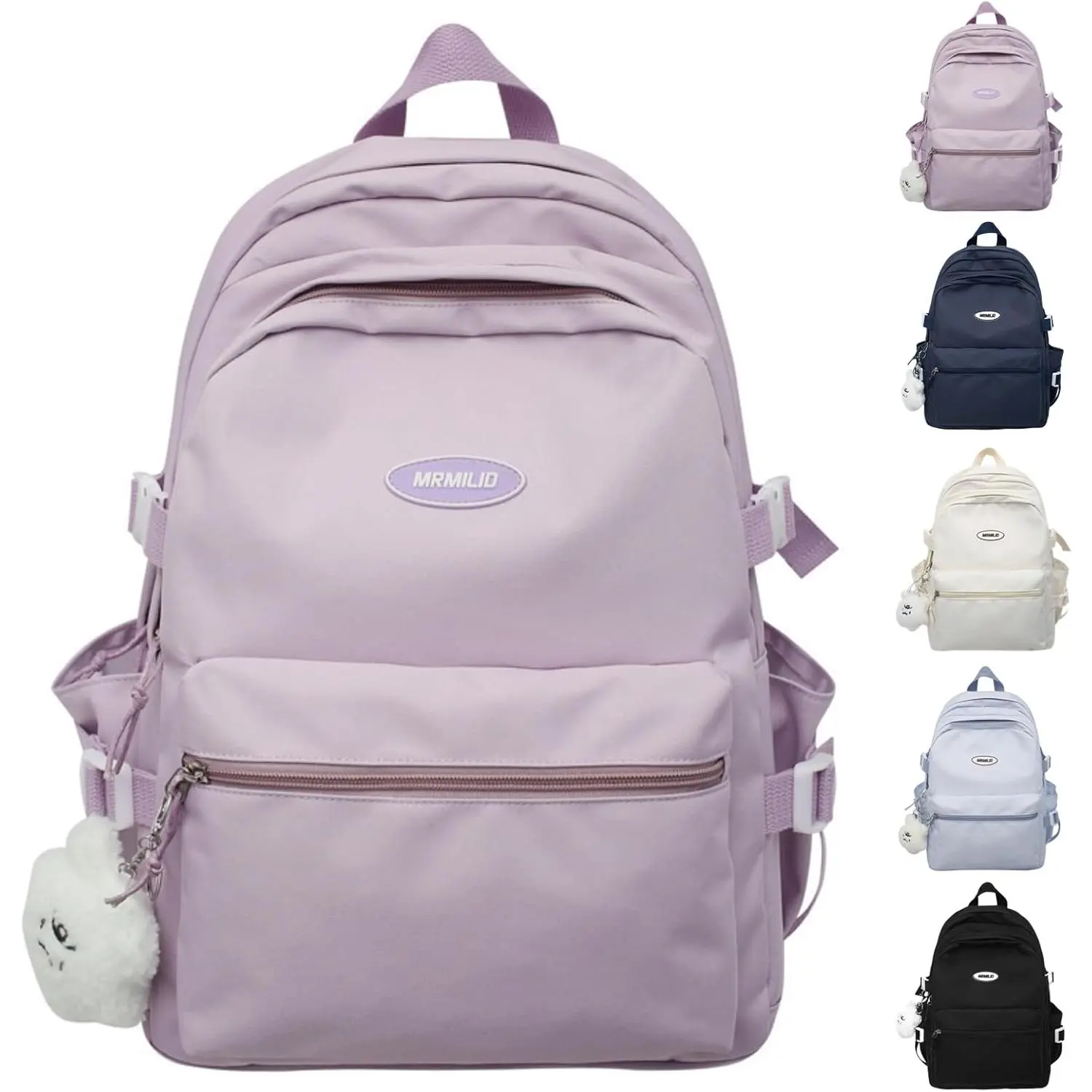 Kawaii Backpack with Cute Accessories Casual Aesthetic Daypack Simple Laptop Bag  Travel Rucksack for Women ()
