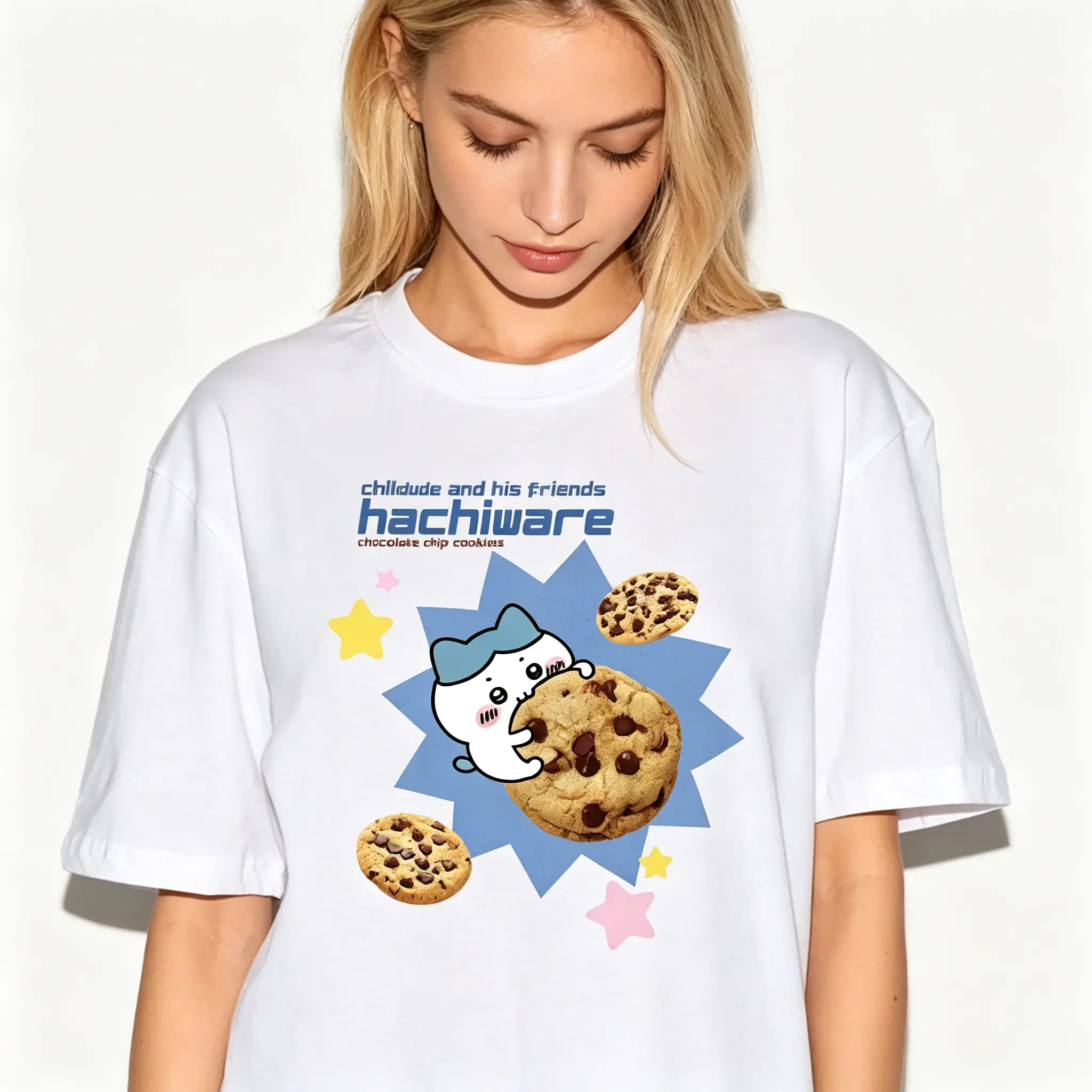 Chiikawa Hachiware Cookies Cute Japanese Anime Graphic Unisex Tee |   All-Season Breathable Top