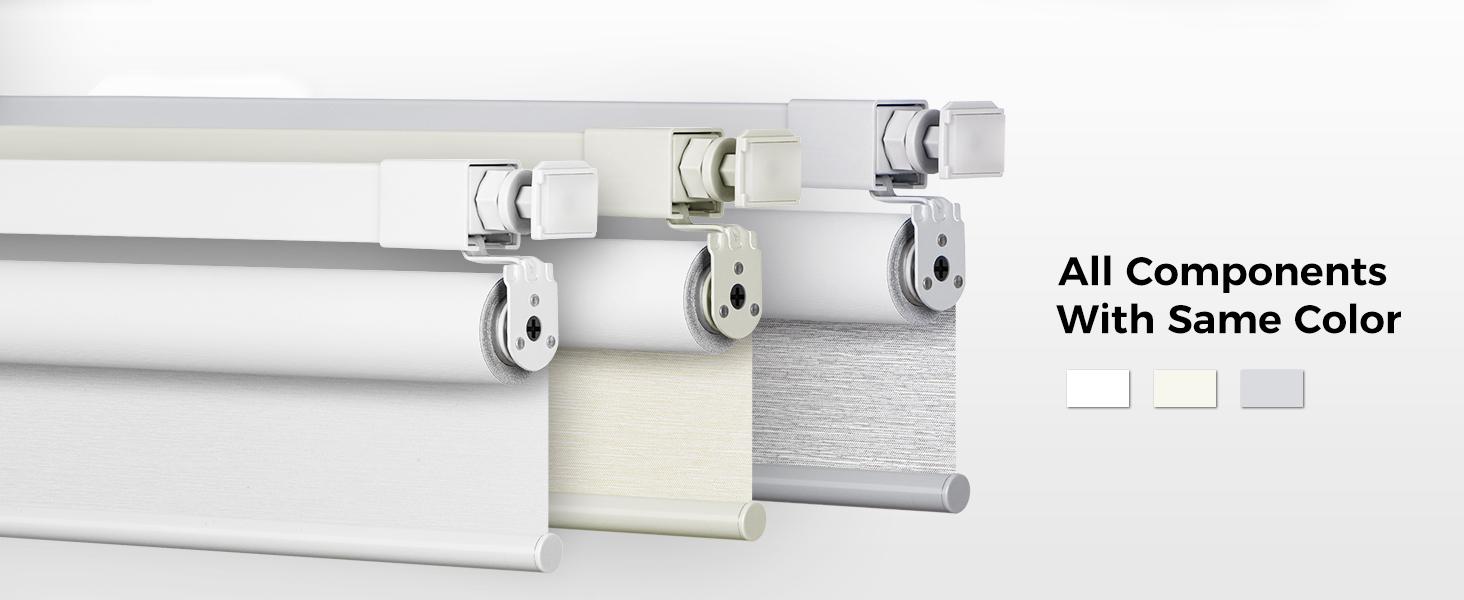 No Tools No Drill Cordless Blackout Roller Shades for Indoor Windows, Easy to Install, Darkens Rooms, Blocks Heat, and Protects Against UV Rays, Window Size 34" W * 48" H White