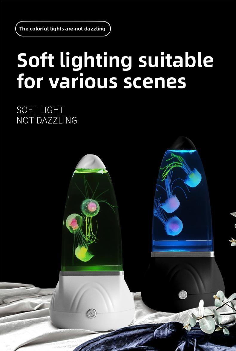 Warm Atmosphere Jellyfish Lamp Rocket LED Night Light Creative Gift for Bedroom Bedside Desk Lamp in Pink & Green