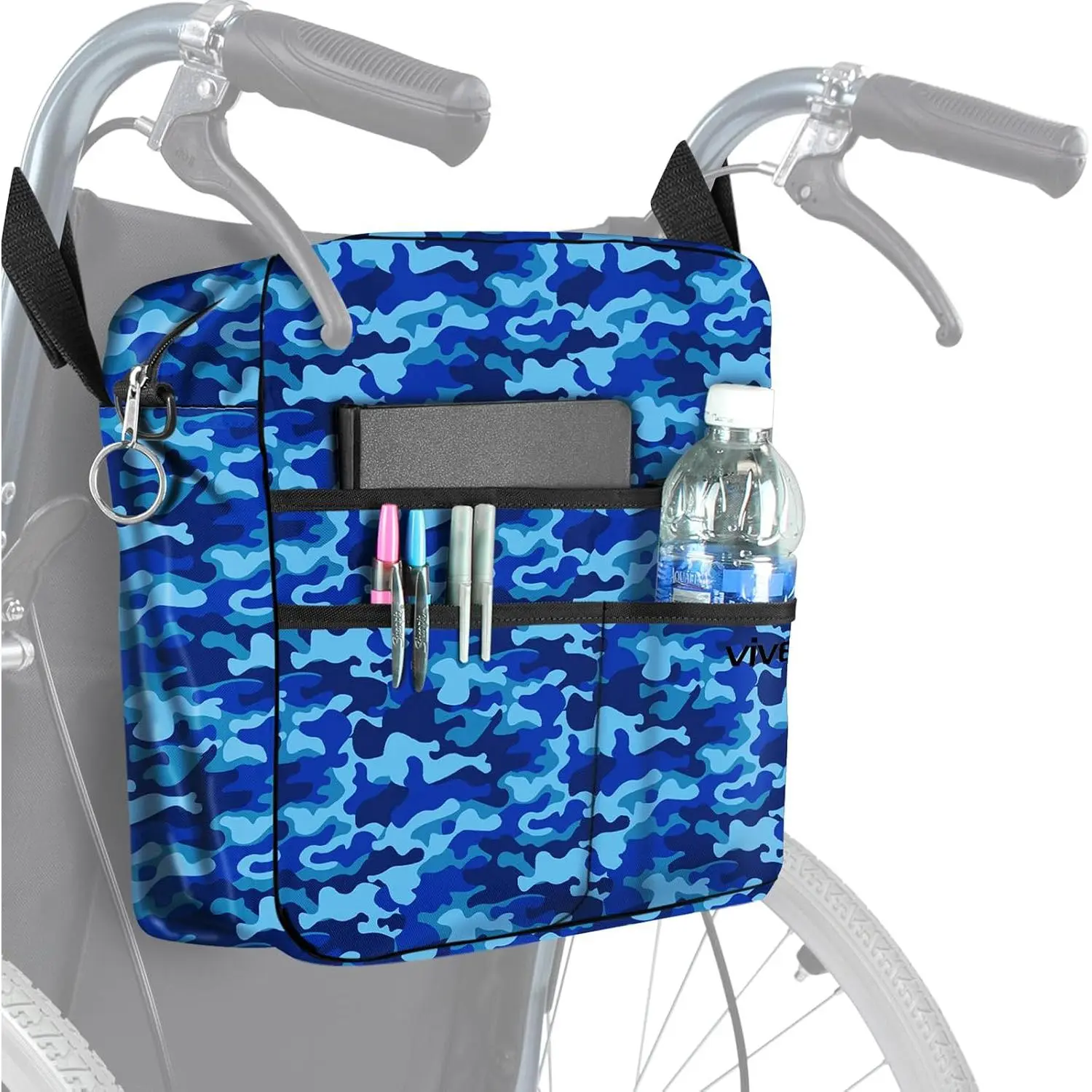 Bag - Machine Washable, Double-Stitched, Water-Resistant Accessory Backpack for Rollators, Wheel Chairs, Walkers - Pouch with XL Pockets & Straps for Quick Installation