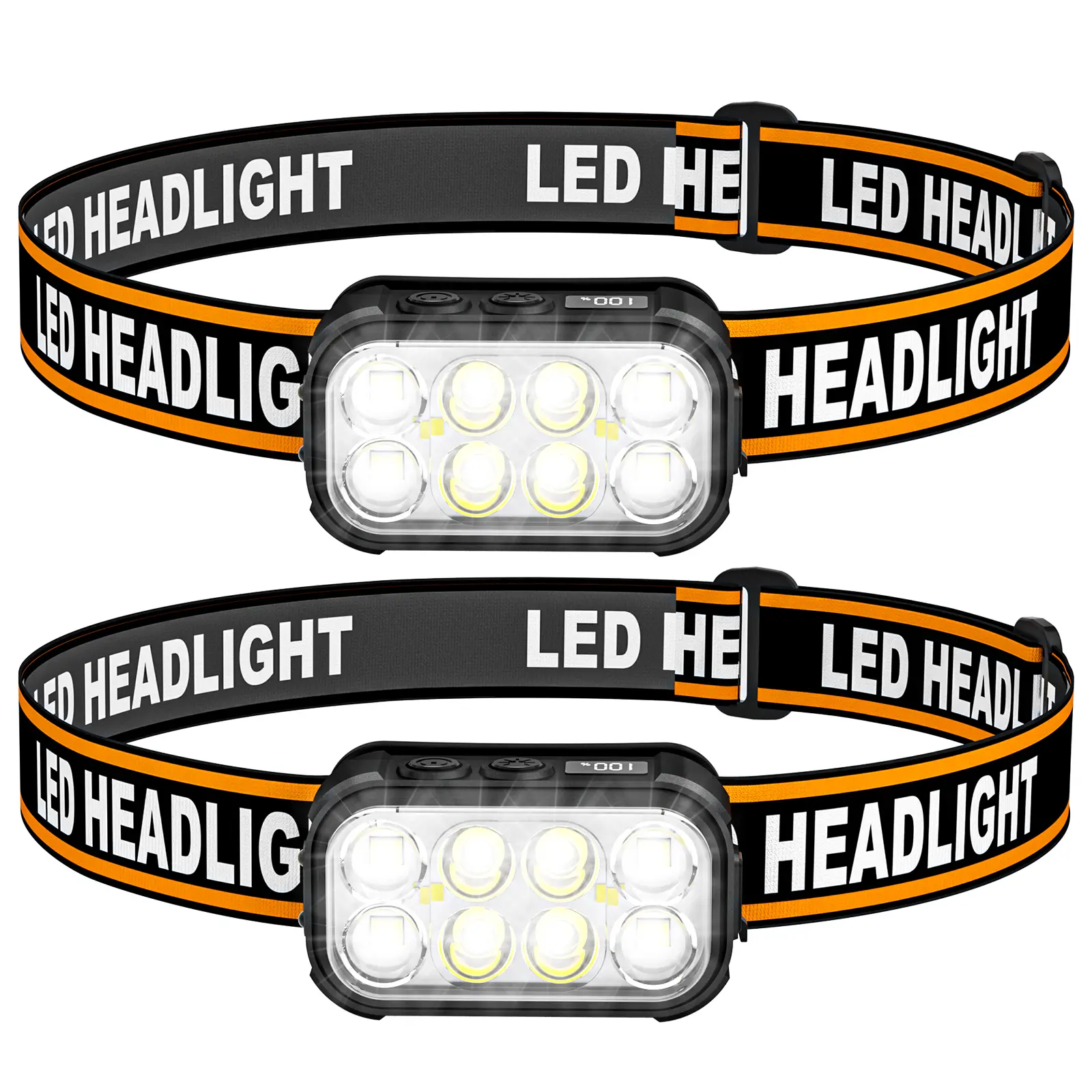SKYWOLFEYE GY53 Super Bright Rechargeable LED Headlamp, 600 Lumens Hands Free Motion Sensor Headlight with Digital Power Display, Waterproof Head Flashlight for Outdoor Camping Hiking Emergency