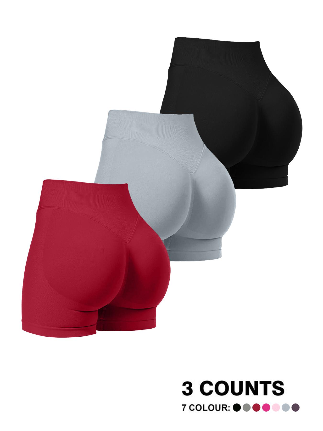 Women's Solid Color Seamless Gym Shorts, Butt Lifting Skinny for Yoga Gym Workout Running, Ladies Sportswear for Indoor Outdoor Wear Seamless Breathable Shorts