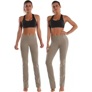 29"/31"/33"/35"/37" Women's High Waist Straight Leg Yoga Pants Tummy Control Workout Pants with Pockets