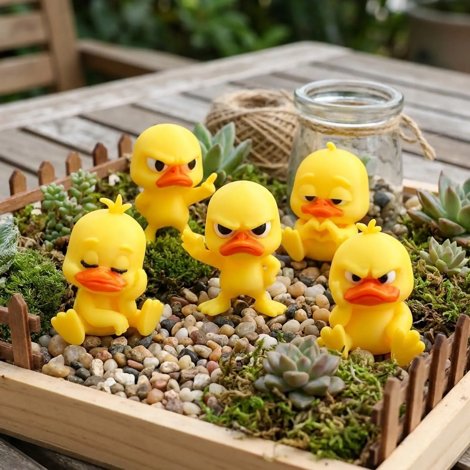 5-Piece Set 3D Printed Angry Duck Statues, Resin Sculptures, Figurine Decor, Fun Duck Desktop Decor, Animal Decorations, Home Office Toy, Collectible Home Decor, Desk Ornament, Multi-Scene Decoration for PC, Car, Dormitory